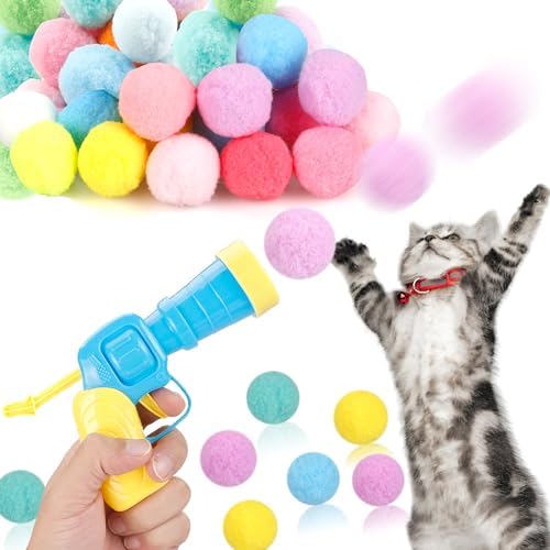 MeoHui 31Pcs Cat Ball Toy Launcher Gun, Cat Balls Fetch Cat Toys by MeoHui