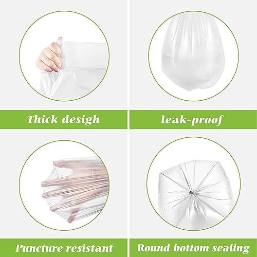 Teivio Small Clear Trash Bags 4 Gallon 2000 Count Kitchen Bulk Garbage Bags - Image 4