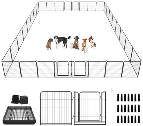 Kfvigoho Dog Playpen Outdoor Extra Wide 32 Panels Heavy Duty Dog Fence 32" by Committedtobetterpetlife