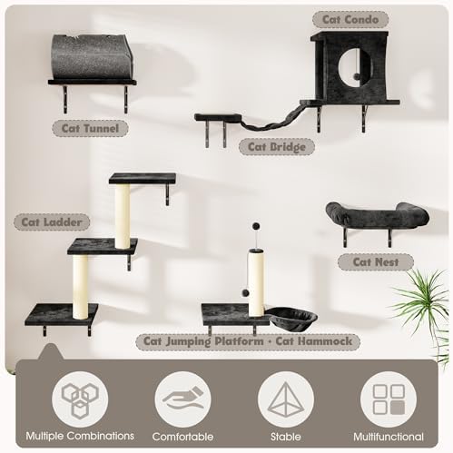 7-in-1 Wall Mounted Cat Climber Set, Cat Furniture Set - Image 6