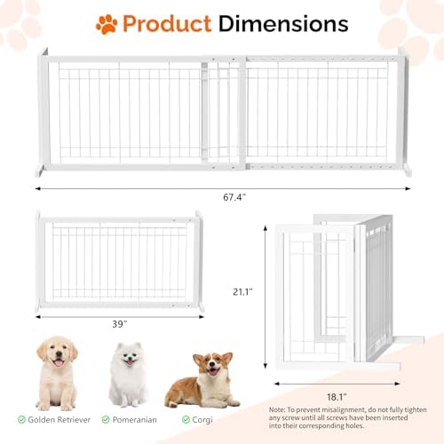 Bonnlo Free Standing Dog Gate, Metal Adjustable Pet Fence Indoor, Christmas - Image 5
