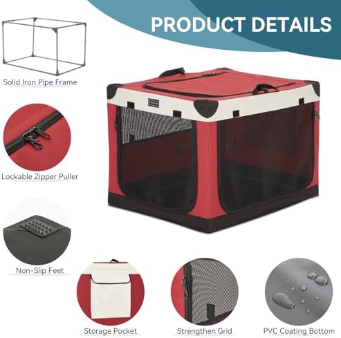 PETSFIT 26" Soft Portable Dog Crate – Patented Spiral Sturdy Frame, Collapsible - Image 5