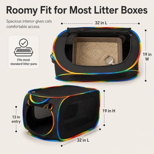 Portable Cat Litter Box Enclosure, Pop Up Hidden Litter Box Furniture - Image 4