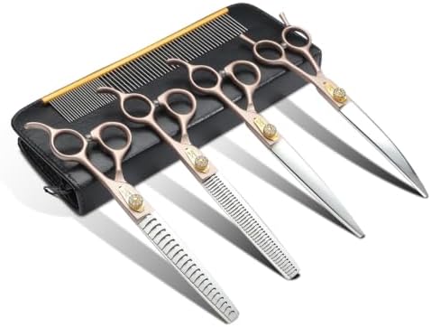 JASON Dog Grooming Scissors Set - 6 in 1 Professional Sharp Shears Rosegold by JASONSCISSORS