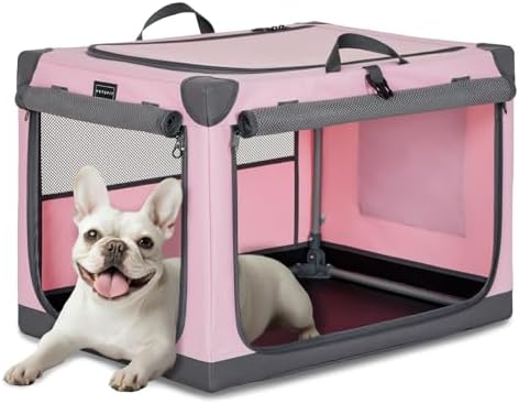 PETSFIT 26" Soft Portable Dog Crate – Patented Spiral Sturdy Frame, Collapsible by Petsfit