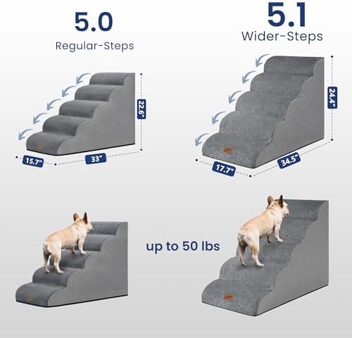 GoGoBunny Ramp Dog Stairs for High Beds 24.4" H, 5-Step Extra Wide Dog Slope - Image 3