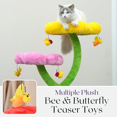 Catry Flower Cat Tree with Hideaway Condo, 3 Perches and Scratching Posts - Image 6