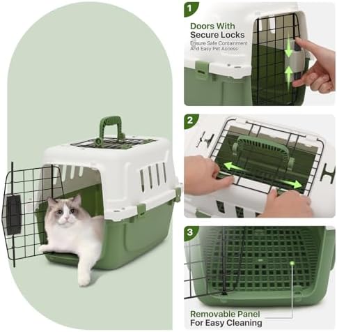 18 Inch Hard-Sided Plastic Dog Carrier 2 Door Travel Crate - Image 6