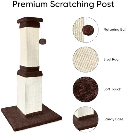 Cat Scratching Post for Indoor Cats, 32Inch Sisal Cat Scratcher - Image 2