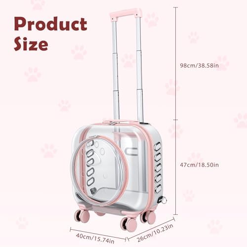 Cat Carrier with Wheels, Rolling Hard Shell Pet Carrier - Image 2