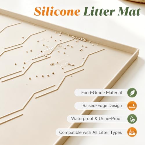 Songrey Silicone Cat Litter Mat 34" x 22", Large Litter Trapping Mat - Image 2