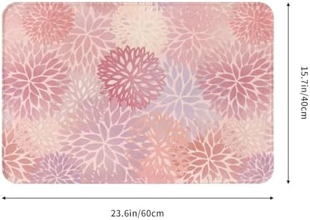 Pink Chrysanthemum Floral Bath Mat 24x16 Inch Non-Slip Soft Microfiber Bathroom - Image 3