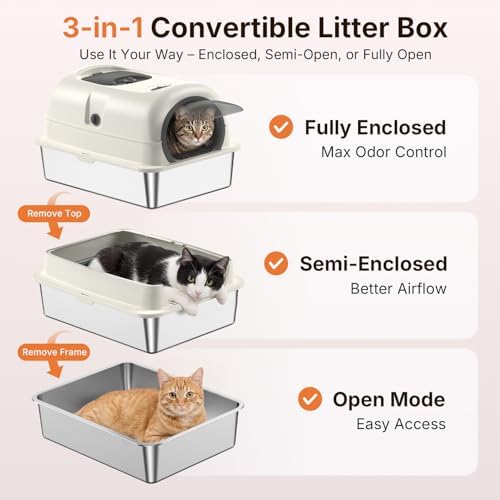 OROLEY XXXL Stainless Steel Cat Litter Box - Image 5