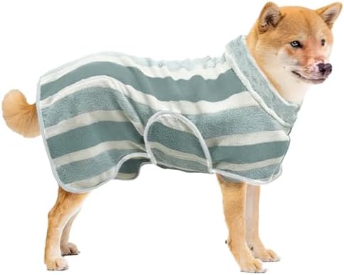 Fast Drying Dog Bathrobe, Super Absorbent Stripes Dogs Towel, Adjustable Warm by PawSailor
