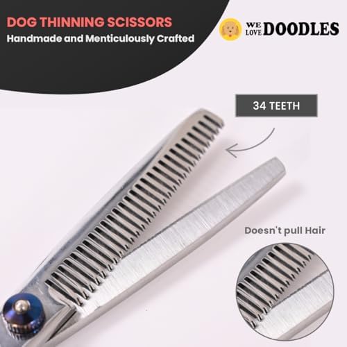 Dog Grooming Scissors Kit with Rounded Blunt Tips, Curved & Thinning Shears - Image 6