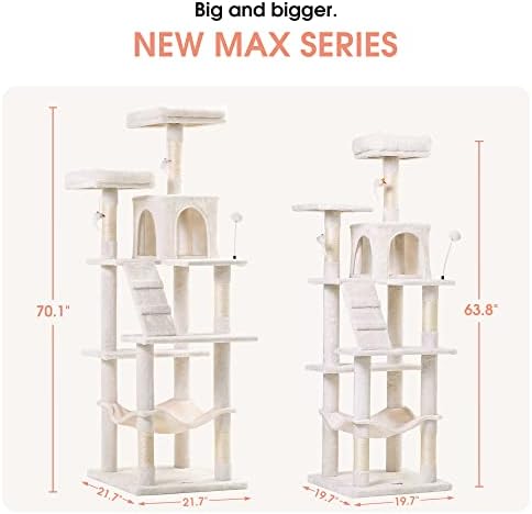 MWPO 70.1-Inch Large Cat Tree, Plush Cat Condo - Image 3