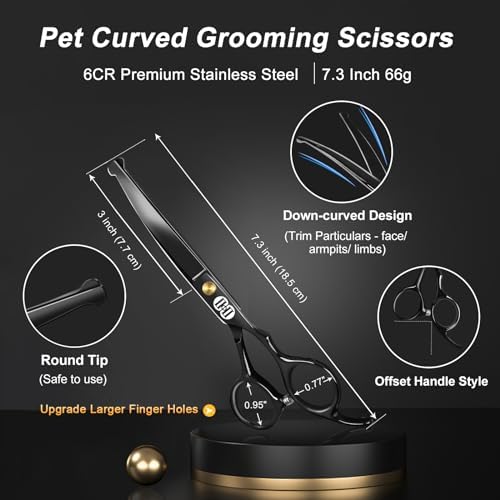 CIICII Dog Grooming Scissors Kit, 7 Inch Safety Pet Cat Shears Set - Image 3