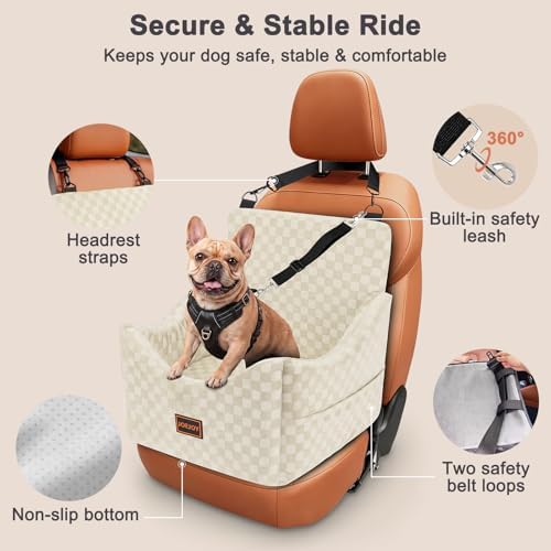 JOEJOY Elevated Dog Car Seat for Small/Medium Dogs up to 35 lbs, Memory Foam - Image 3