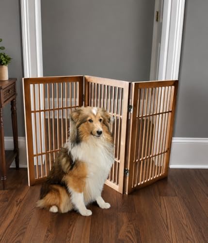 Urnporium Pet Dog Gate Freestanding, Strong Durable Folding Wooden Fence - Image 4