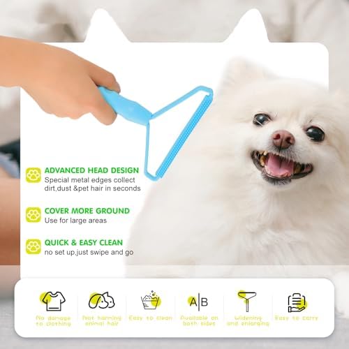 Honeydak 3 Pcs Hair Remover Tool, Dog Cat Hair Remover, Light Blue - Image 3