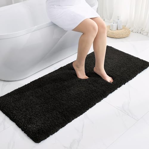 Disolla Black Bathroom Runner Rug 24x59, Soft Plush Large Bath Mat by Disolla