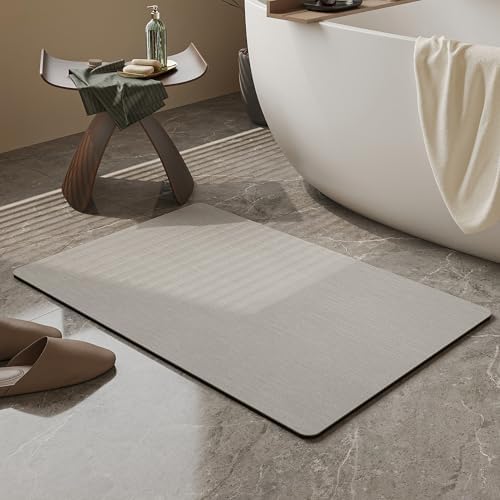 Mecko Bath Mat 16"x24", Ultra Thin Bathroom Rug fit Under Door Light Grey by Mecko