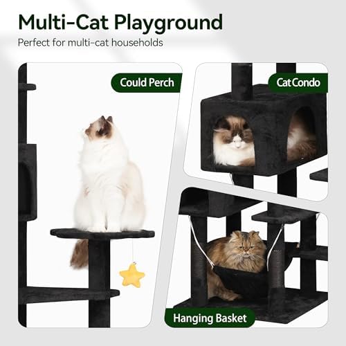 Meecal Black Cat Tree, 79in Tall Tower - Image 5