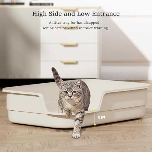 Vealind Extra Large Cat Litter Box High Sided and Low Entry Litter Tray - Image 2