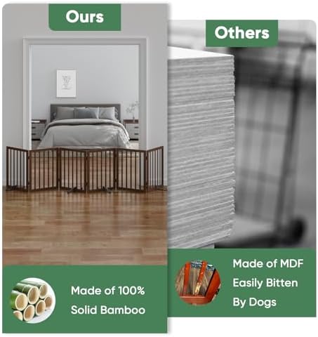 Dog Gates for Doorways, Freestanding Foldable Dog Gate Indoor, Pet Gates for - Image 5