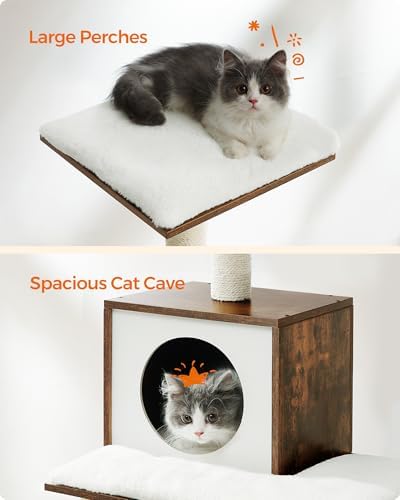 Feandrea Cat Tree, 56.3-Inch Contemporary Cat Tower - Image 6