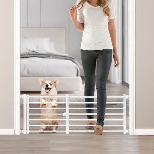 Malier Indoor Dog Gate with Door, 26-41" Extra Wide Full Metal Pet Gate Short by Malier