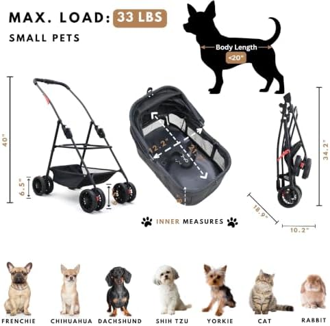 Bicystar 3 in 1 Pet Stroller, Cat Stroller w/Detachable Carrier - Image 3