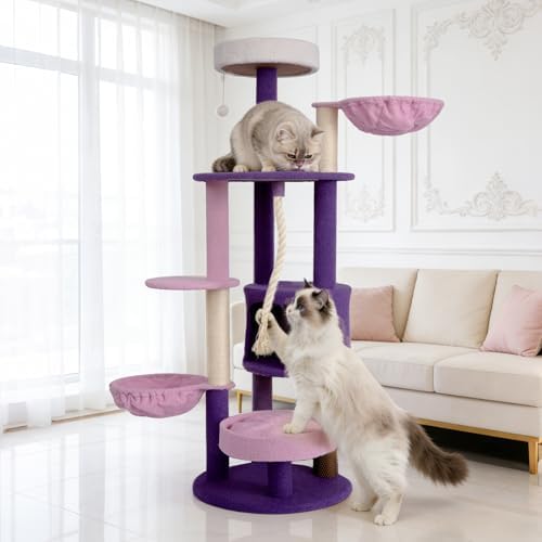 64 Inches Multi Level Cat Tree Tower Indoor Large Cats Furniture by Unknown