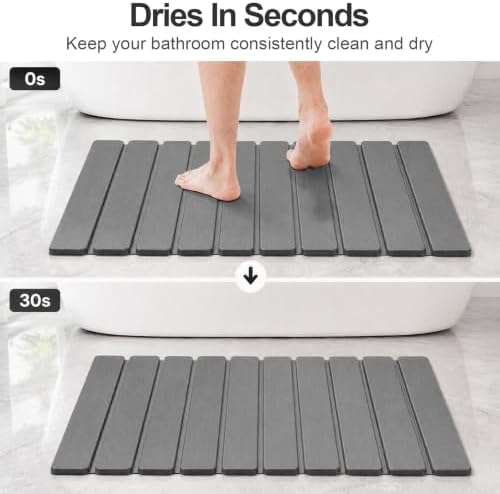 Linidcoud Foldable Stone Bath Mat, Diatomite Quick Dry Shower Mat 24" x 16" - Image 4