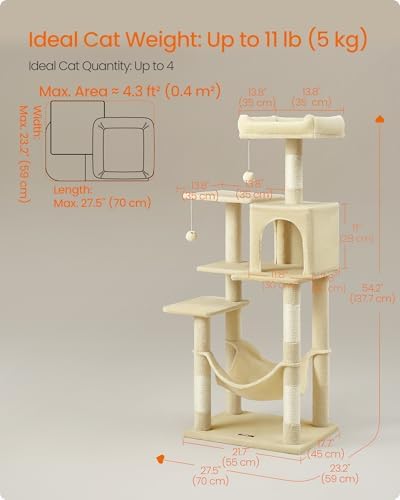Feandrea Cat Tree, 54.2-Inch Cat Tower - Image 5