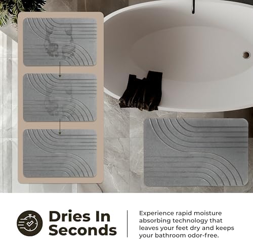 TOSORO - Stone Bath Mat Diatomaceous Earth Shower Mat Non-Slip Super Absorbent - Image 3
