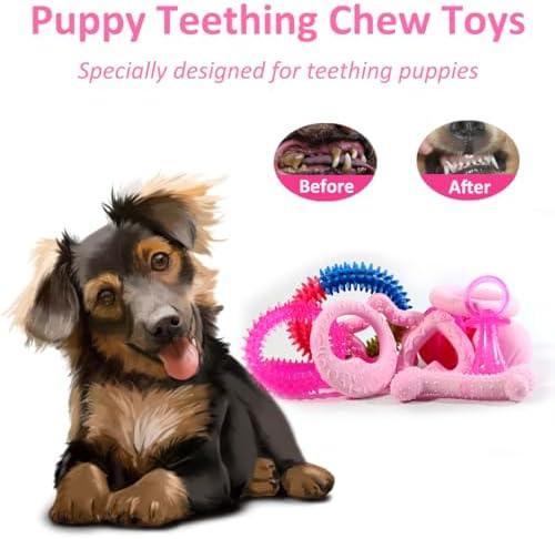 Beiker 20 Pack Pink Puppy Chew Toys, Dog Teething Toys - Image 5