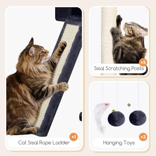 Globlazer Tall Cat Tower Extra Large Cat Tree House, Dark Grey - Image 5