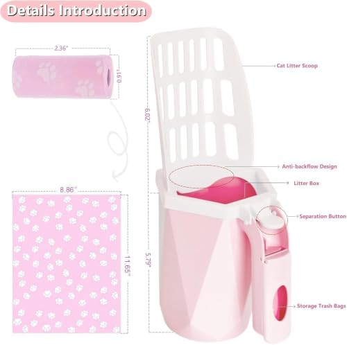 Cat Litter Scooper with Holder, 150 Poop Bags & Built-in Storage Box - Image 7