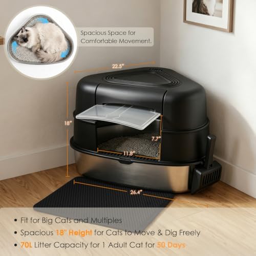 Stainless Steel XXL Corner Cat Litter Box - Image 5