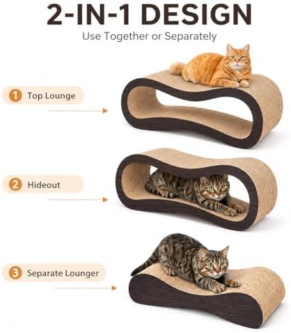 Simple Delxue 2 in 1 Large Cardboard Cat Scratcher Lounger，Cat Scratching Board - Image 3