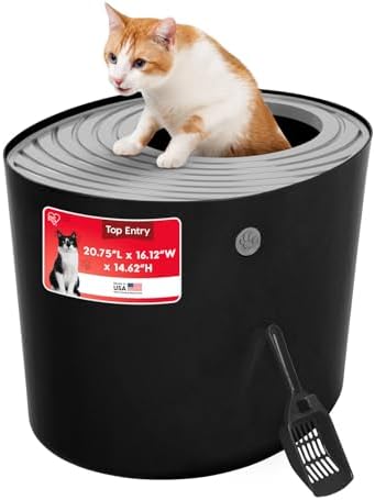 IRIS USA Top Entry Cat Litter Box, Hooded Privacy by IRISUSA