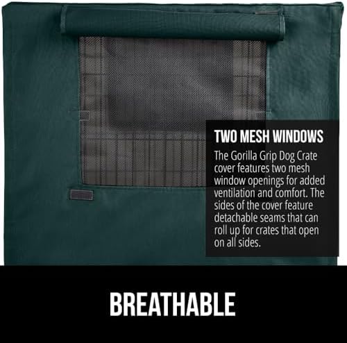 GORILLA GRIP Dog Crate Covers, Wire Kennel Topper, 48 in, Hunter Green - Image 4