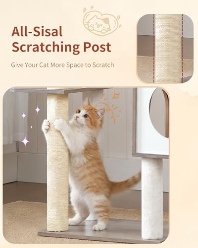 Heybly Cat Tree, 70.5" Wood Tall Cat Tower - Image 6