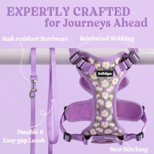 rabbitgoo Cat Harness and Leash Set, Escape Proof Vest, Purr-ple Daisy - Image 7