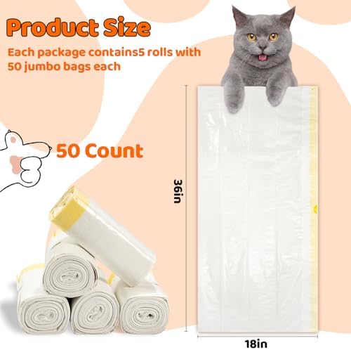 50 Count Litter Box Liners Jumbo 36" x 18" Tear Resistant Cat Litter Bags - Image 2