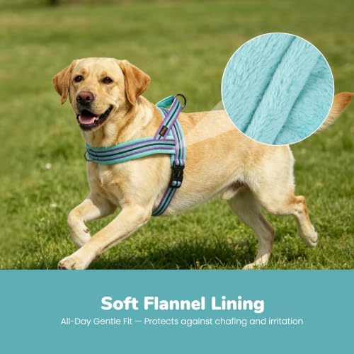 Didog No Pull Dog Harness for Large Dogs, Soft Flannel Padded, Mixed-Blue - Image 2