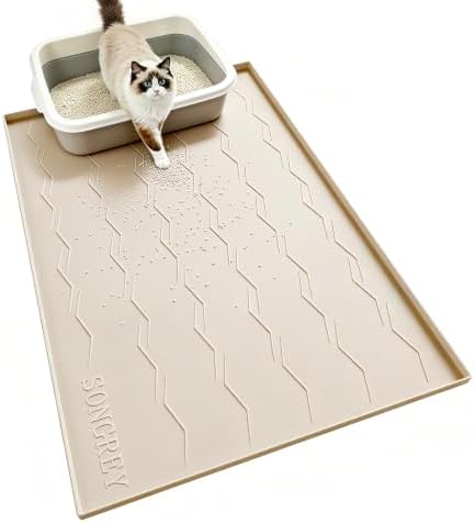 Songrey Silicone Cat Litter Mat 40" x 28", Large Litter Trapping Mat by Unknown
