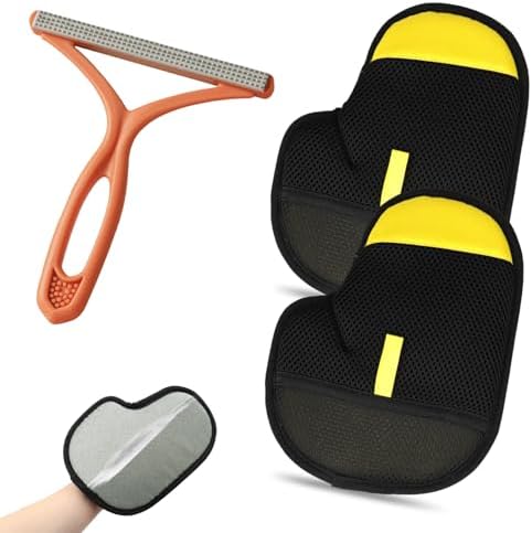 Pet Hair Removal Glove for Cats & Dogs, Upgraded Reusable Electrostatic Pet by ZABARE