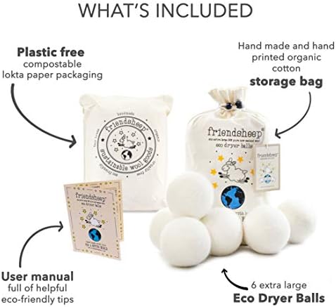 Friendsheep Wool Dryer Balls, Organic Reusable Fabric Softener Alternative - Image 4